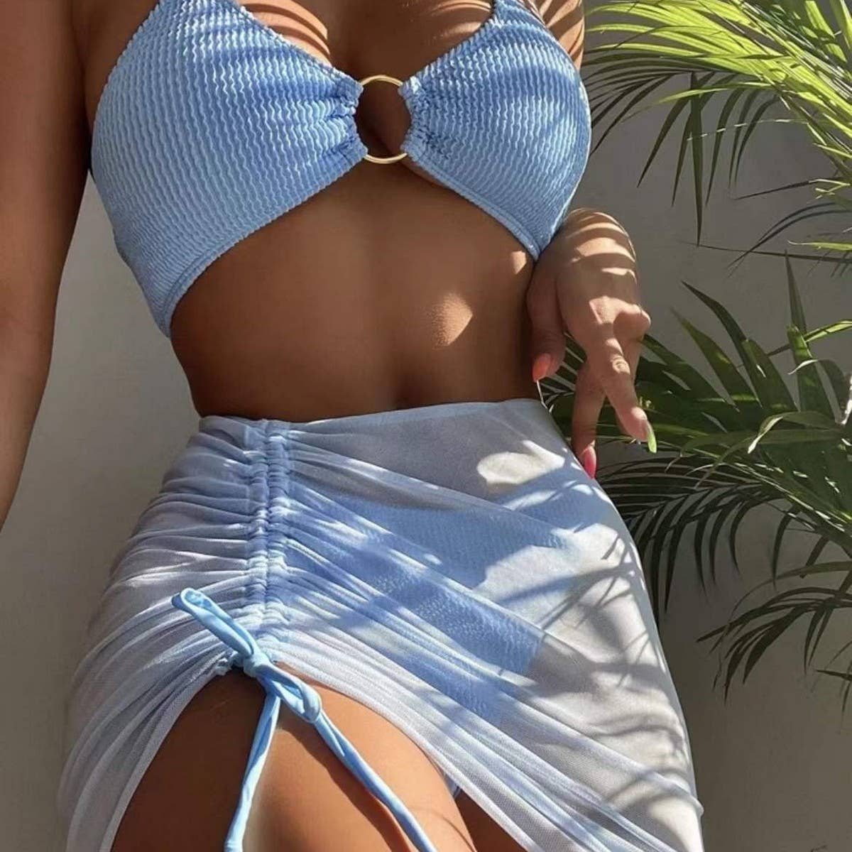 Women's 3 Piece Bikini Set - Halter Swimsuit