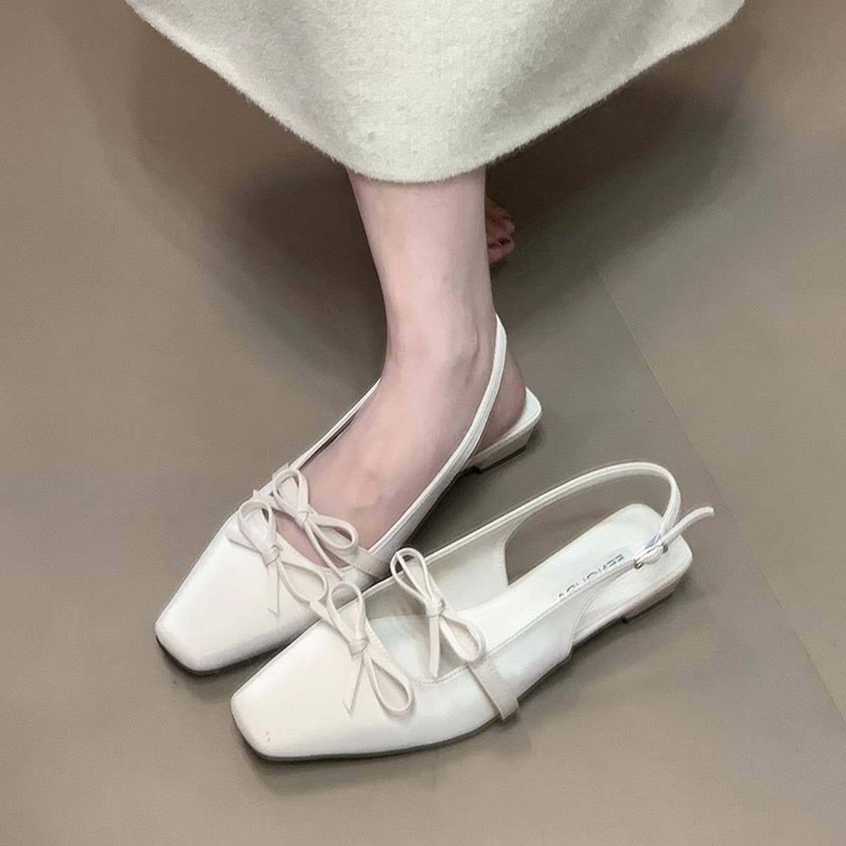 Silver Bow Closed-Toe Sandals