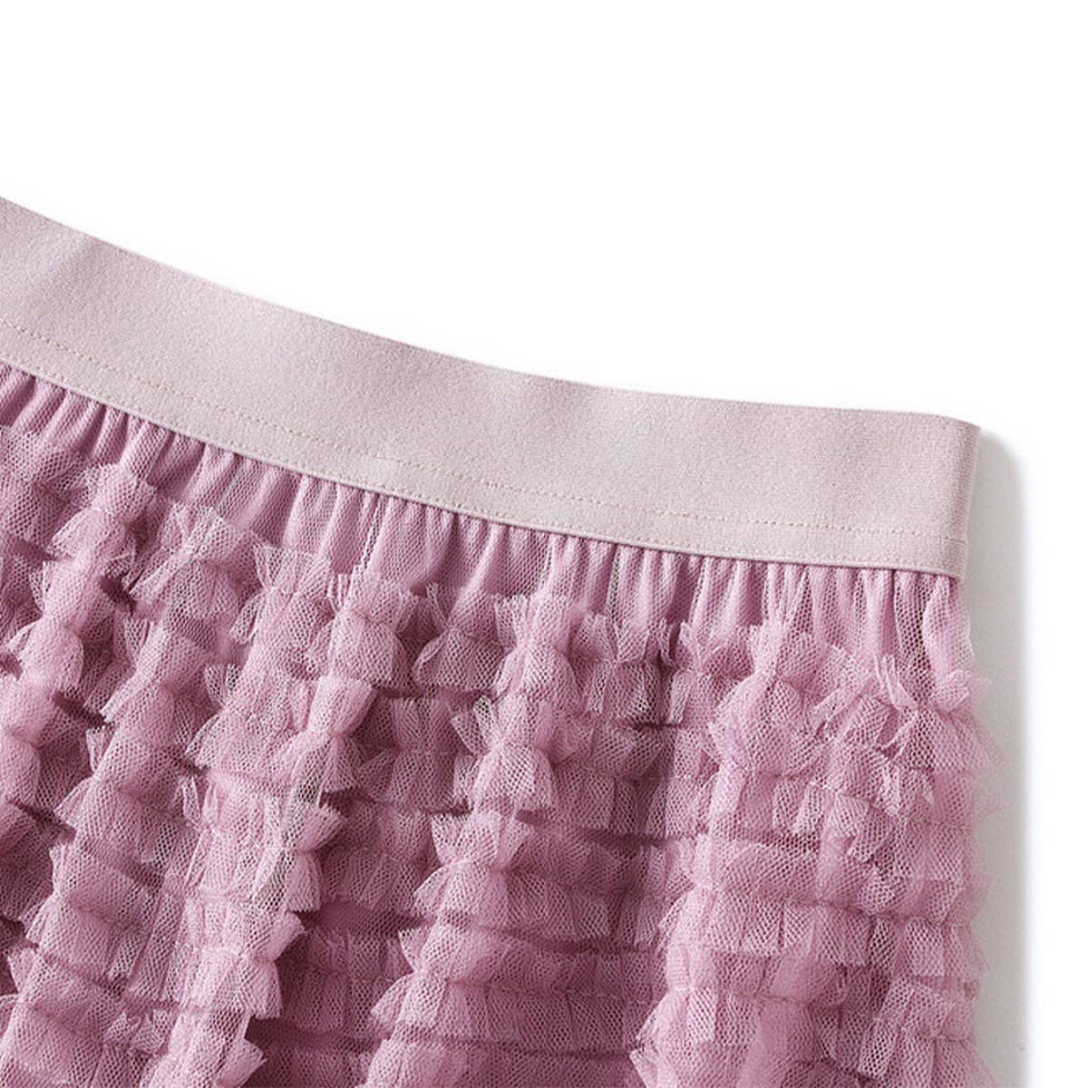 White Tulle Tiered Pleated A-Line Maxi Skirt
