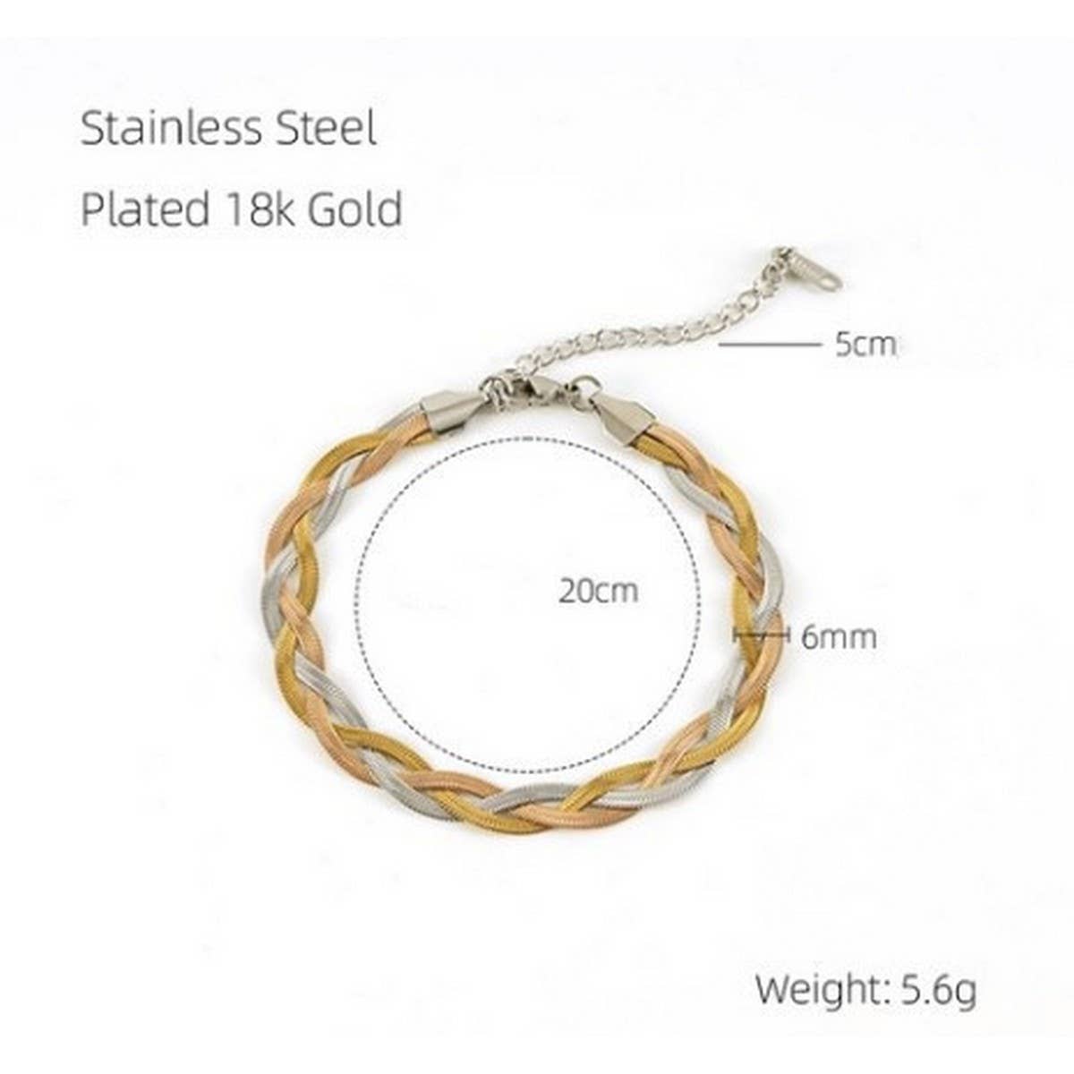 CWAJE1950_Stainless Steel Bracelet Woven In Three Colors