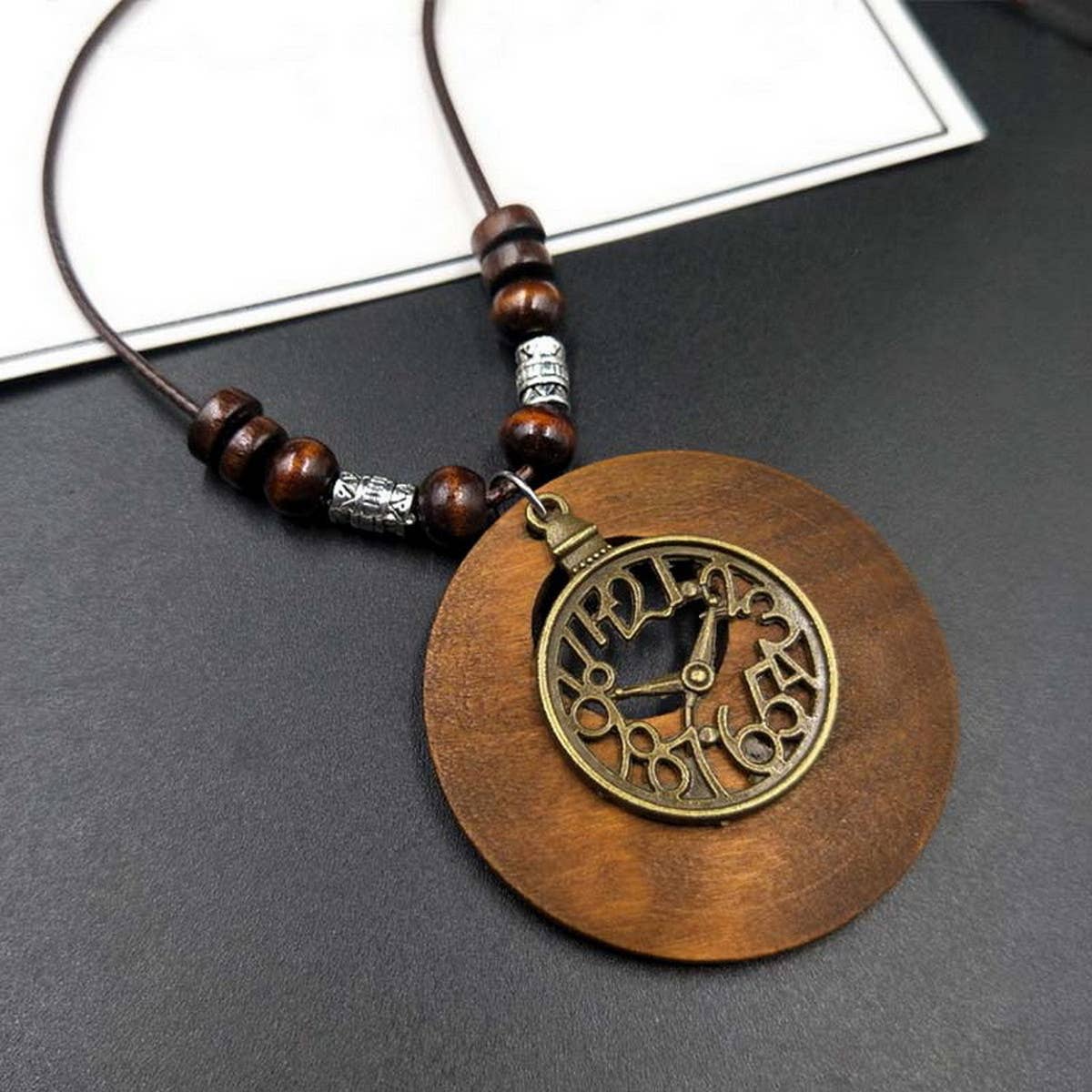 VINTAGE PERSONALIZED BEADED WOOD NECKLACE
