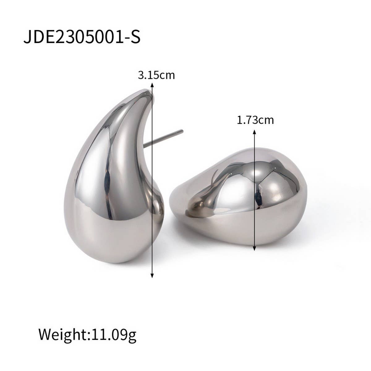 FASHION GLOSSY TEXTURED WATER DROP EARRINGS_CWASC1657