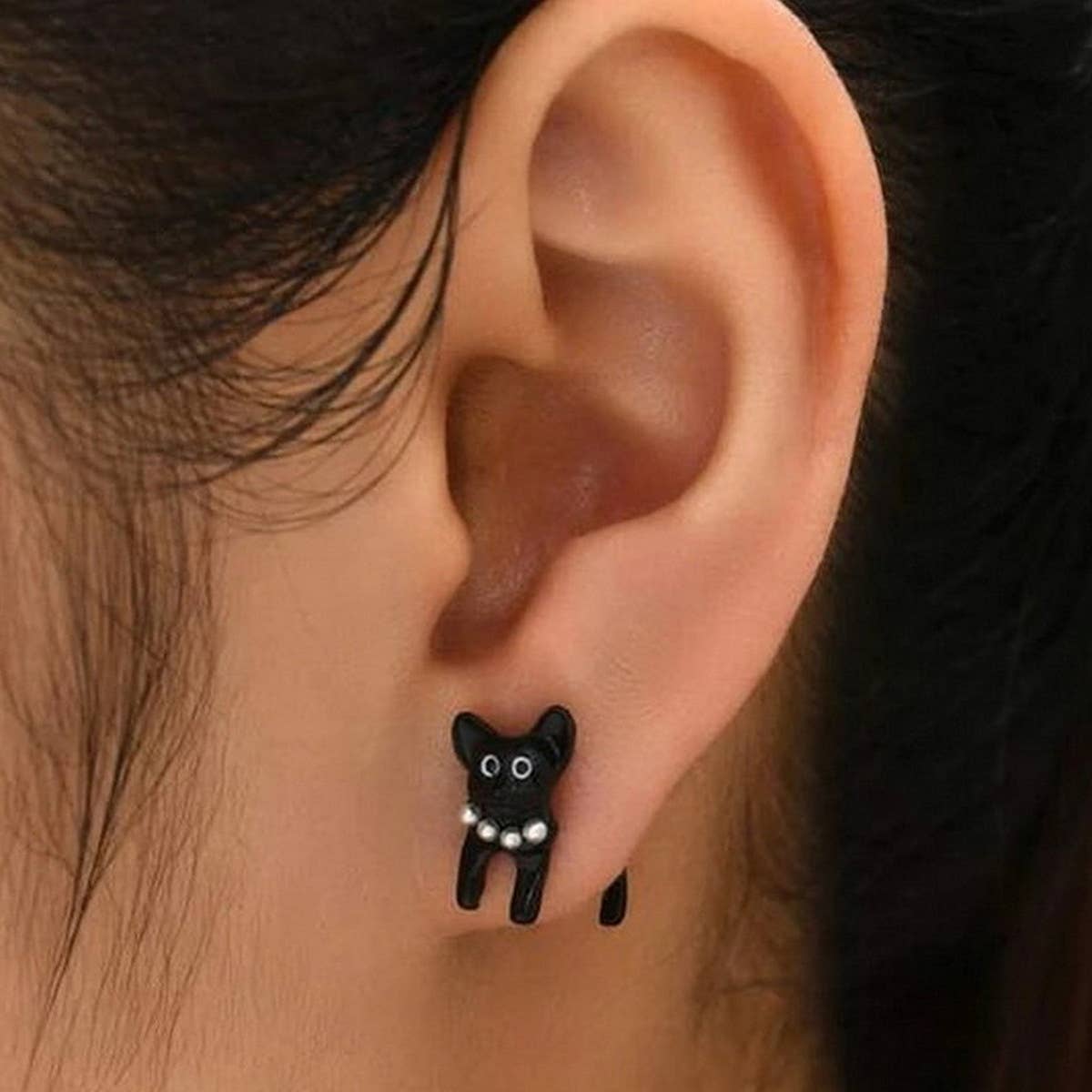 PERSONALIZED CUTE KITTEN INTERSPERSED EARRINGS_CWAJE2446