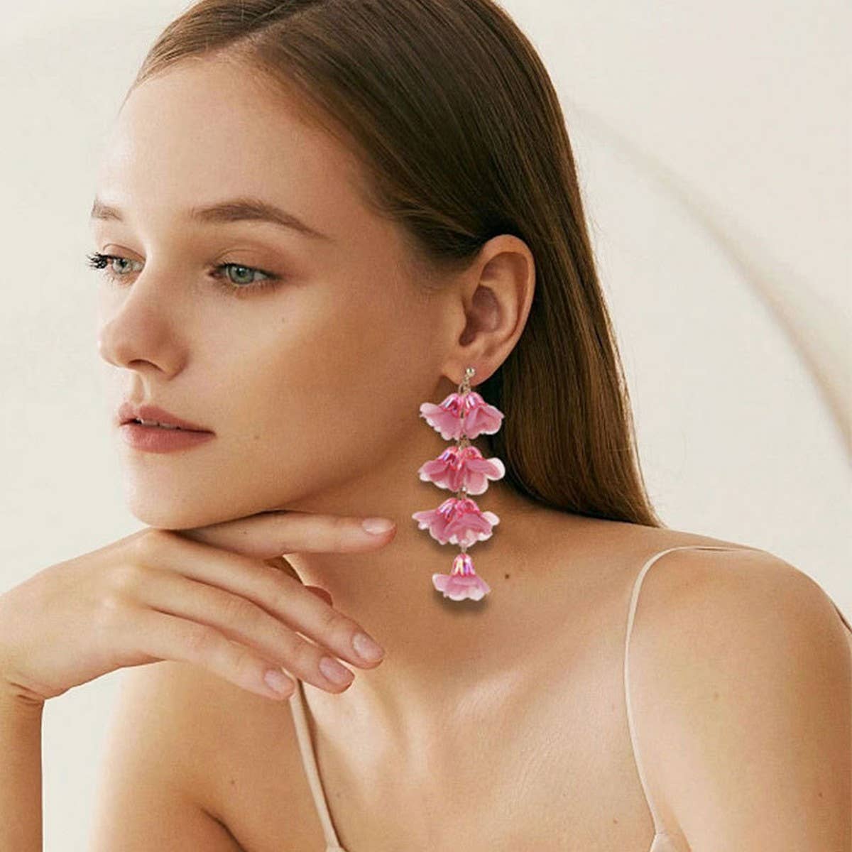 Crystal Flower Tassel Earrings Elegant Long Drops