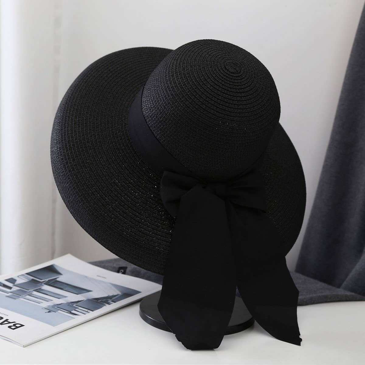 Summer foldable wide brim straw hat_CWAH3411