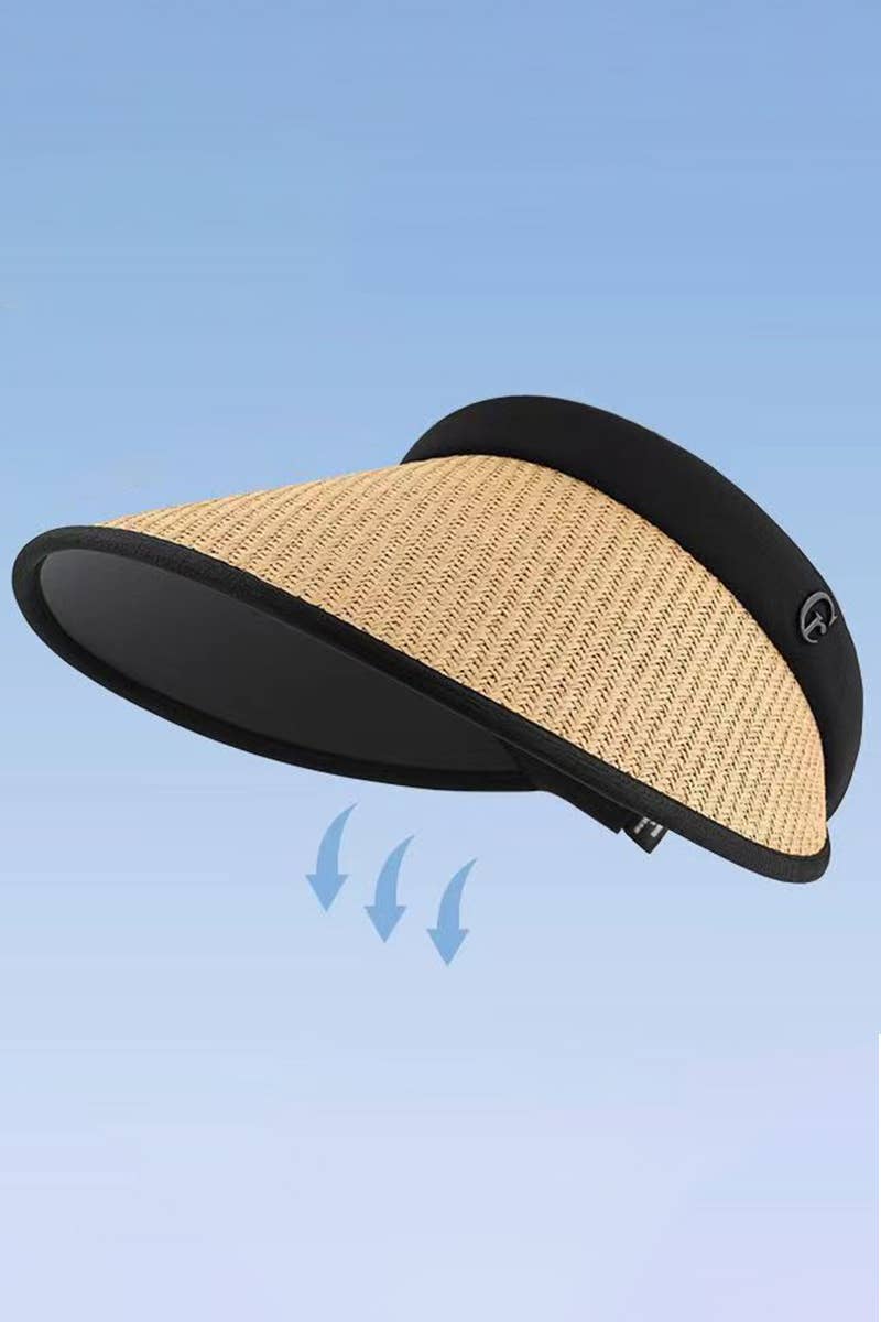 TWO TONE STRAW VISOR HAT_CWAH0467