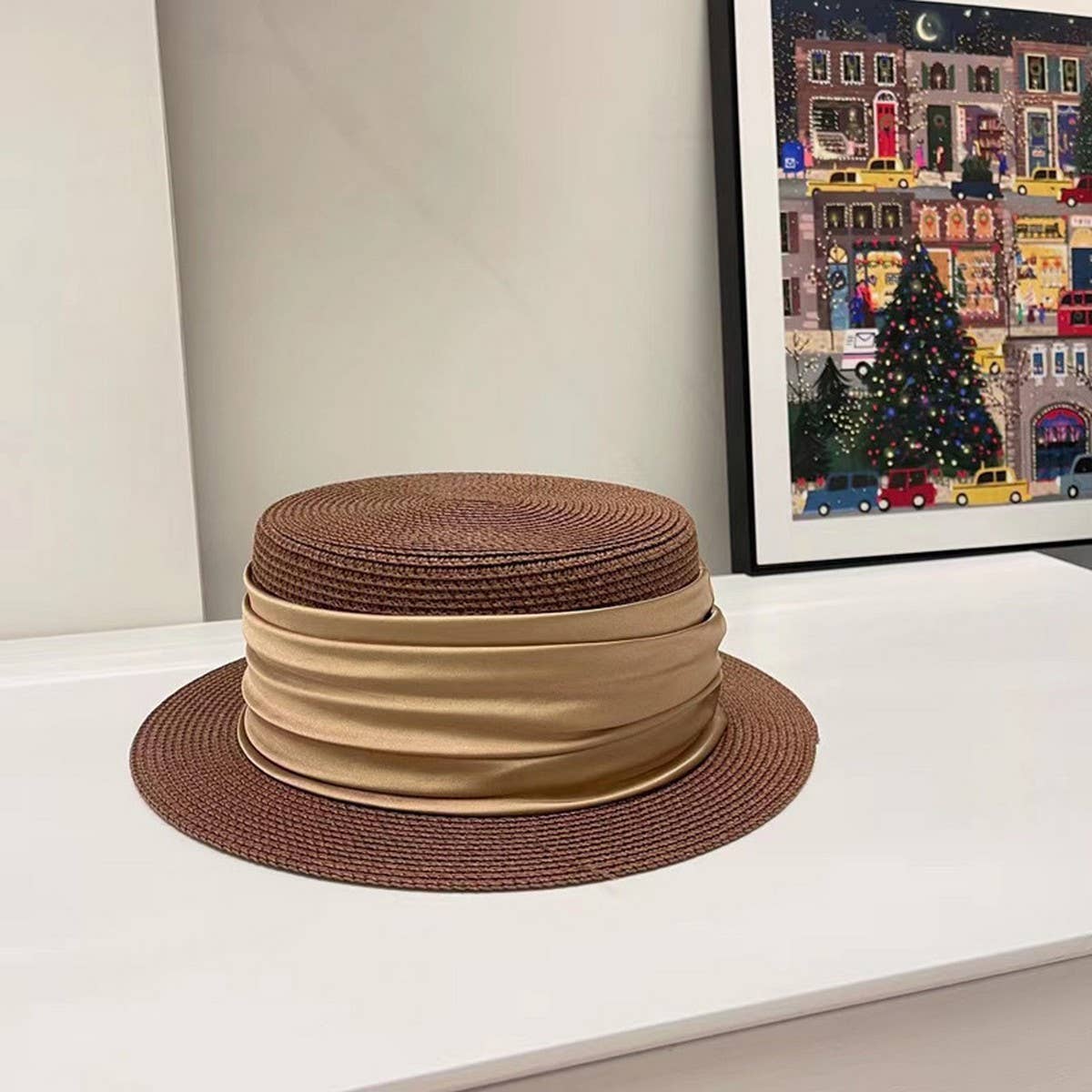High-grade satin sun hat for women_CWAH3393
