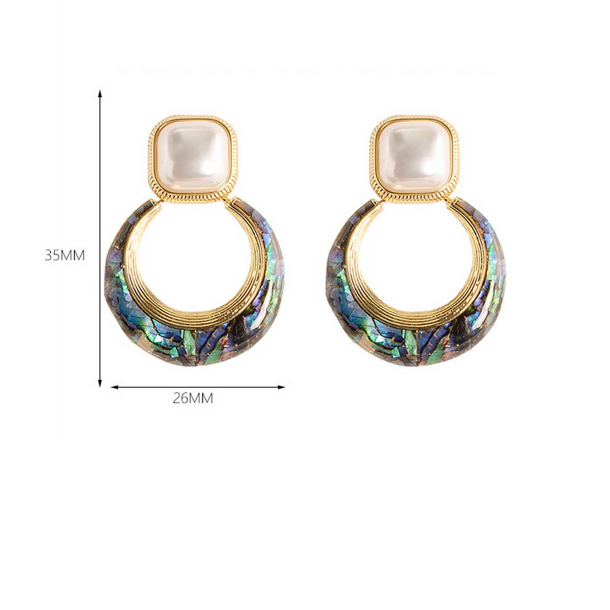 FASHIONABLE COLORFUL ABALONE EARRINGS WITH PEARLS