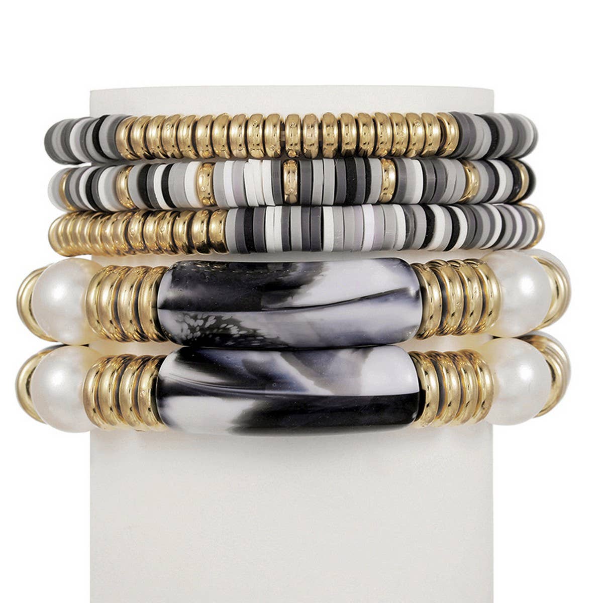 ETHNIC STYLE COLORFUL SOFT CLAY ACRYLIC BRACELETSET
