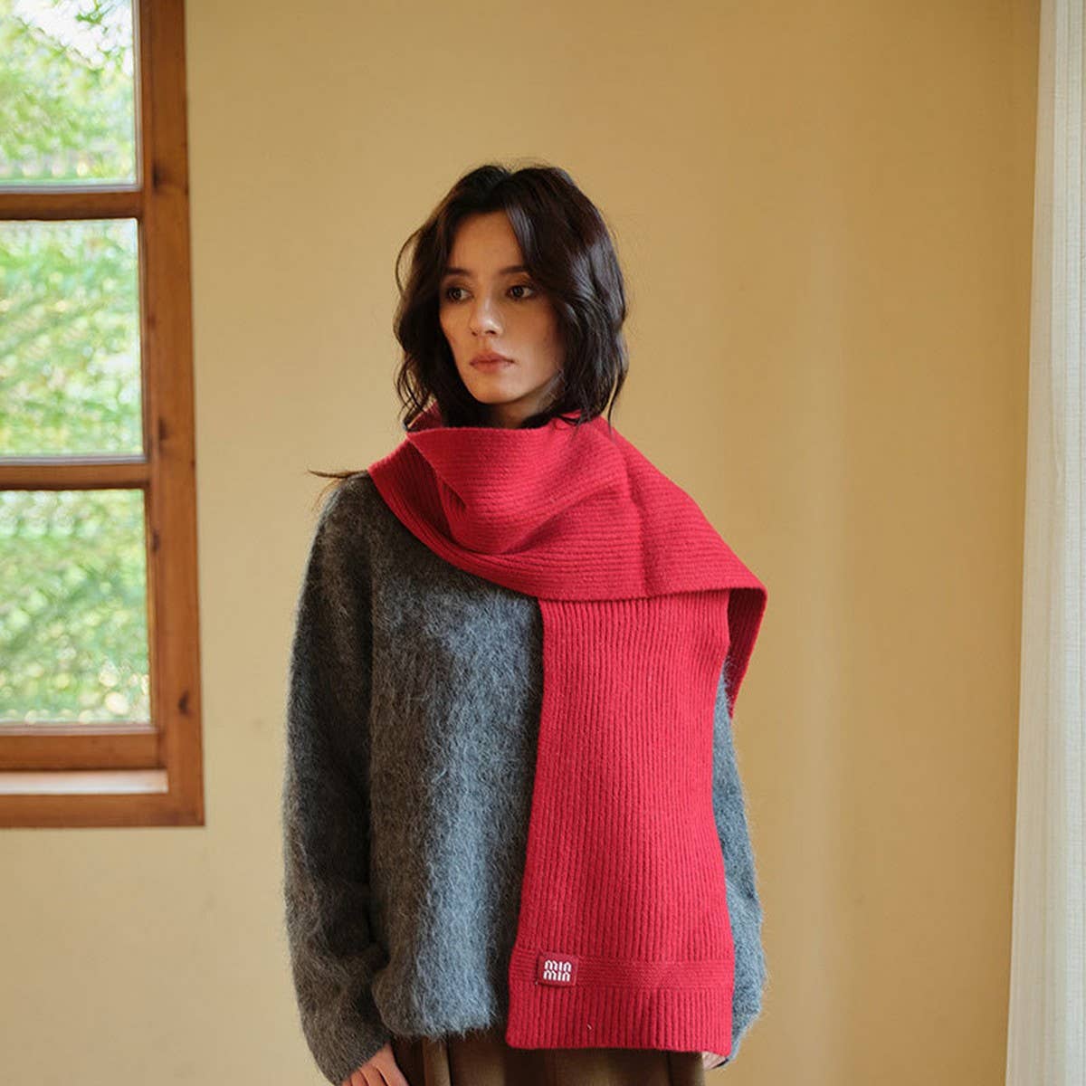 100% Wool Knitted Striped Scarf – Soft & Warm_CWASC2305
