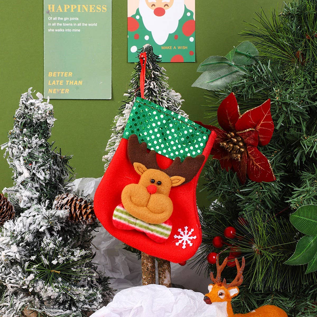SEQUINED 3D SANTA CLAUS CHRISTMAS STOCKINGS