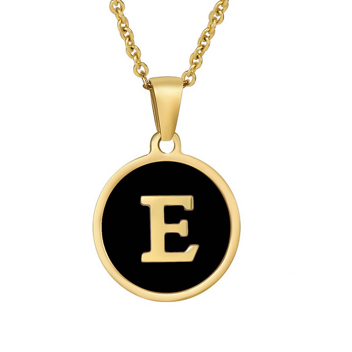 CIRCULAR SHELL ENGLISH LETTER PENDANT NECKLACE