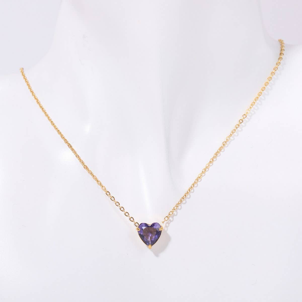 Stainless Steel Birthstone Heart Necklace_CWMM5667