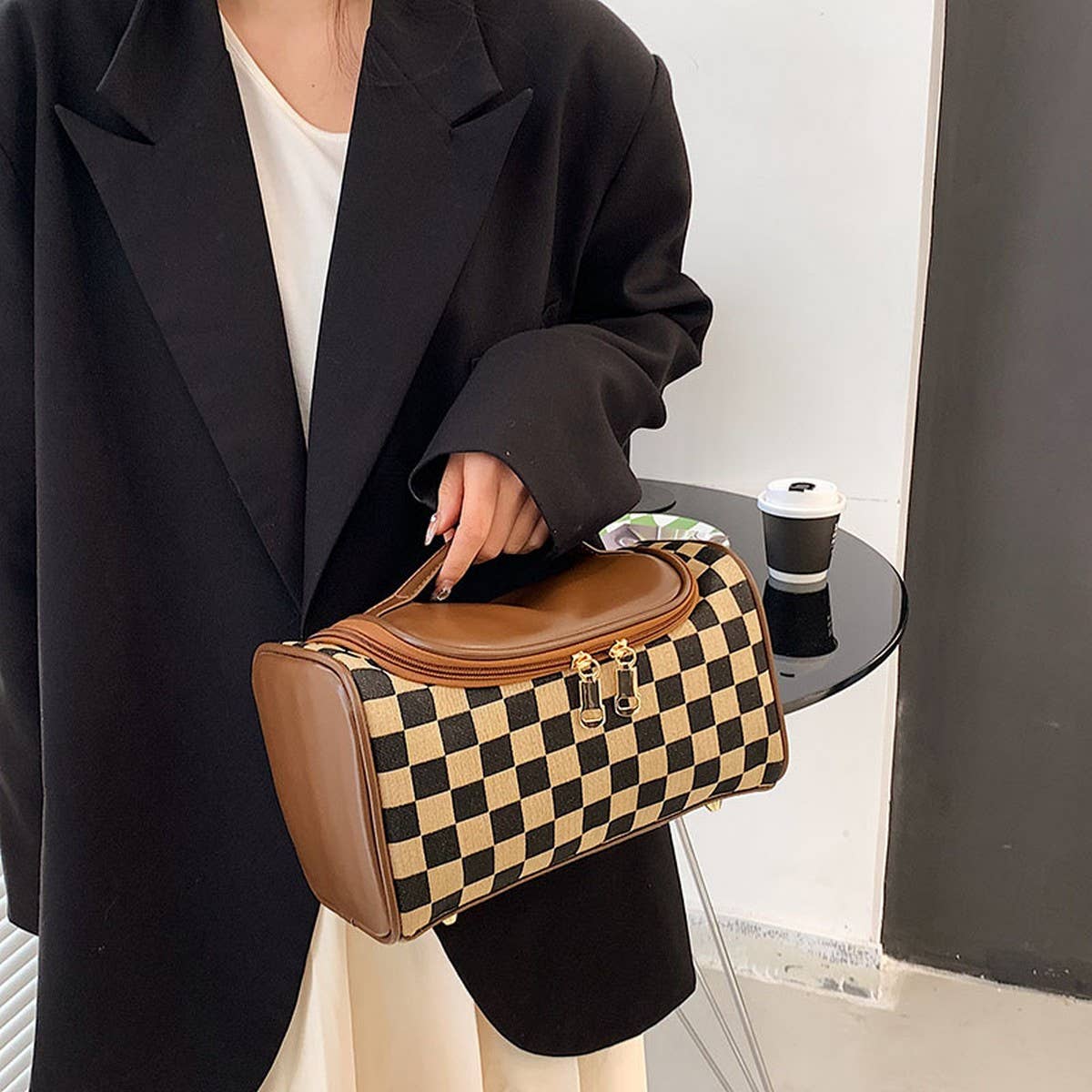 NEW CHECKERBOARD LARGE-CAPACITY COSMETIC BAG_CWAB4491