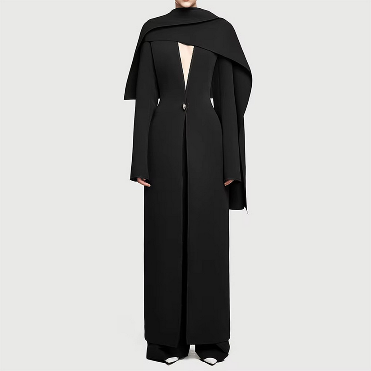 Spring New Elegant Trench Coat with Single Button_CWOCO1255
