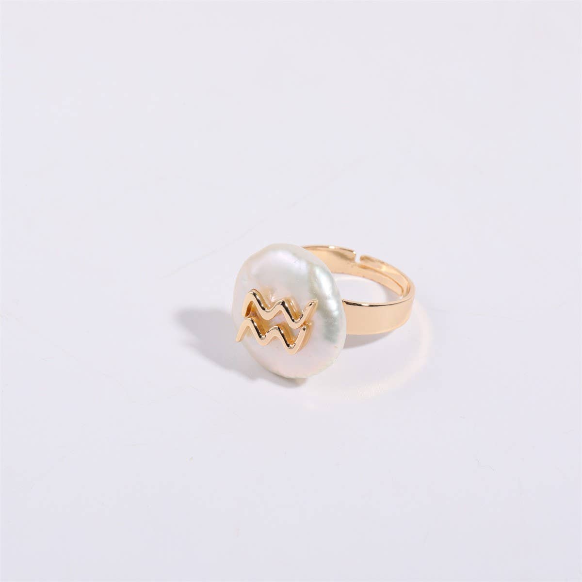 12 Zodiac Signs Irregular Pearl Rings_CWMM5742