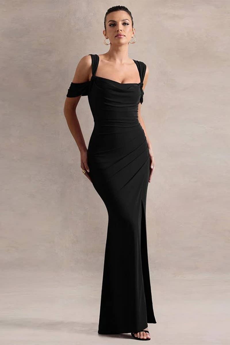 CWDMD5041_SLEEVELESS SPLIT SLIM FIT EVENING GOWN DRESS