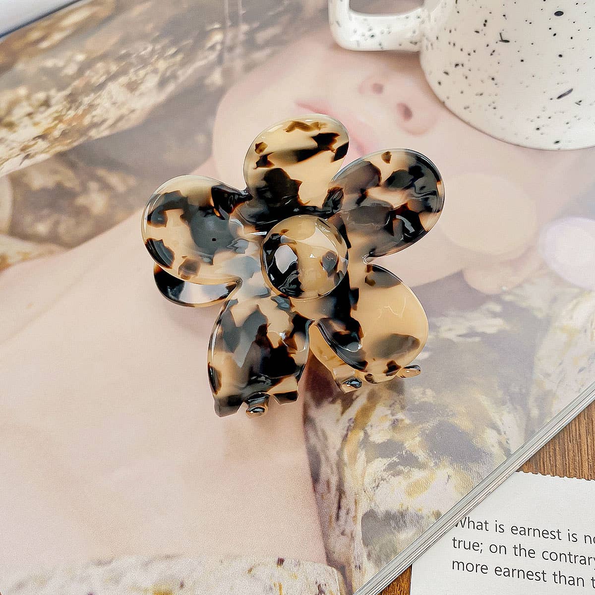 2.7" Flower Tortoise Shell Hair Claw Clips_CWAHA0383
