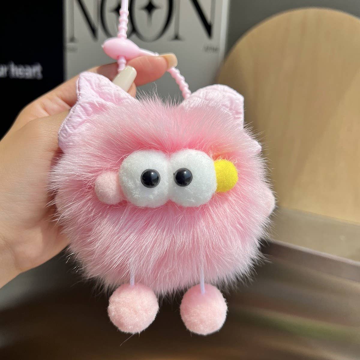 CUTE BOWKNOT BIG EYES CAR KEYCHAIN PLUSH PENDANT