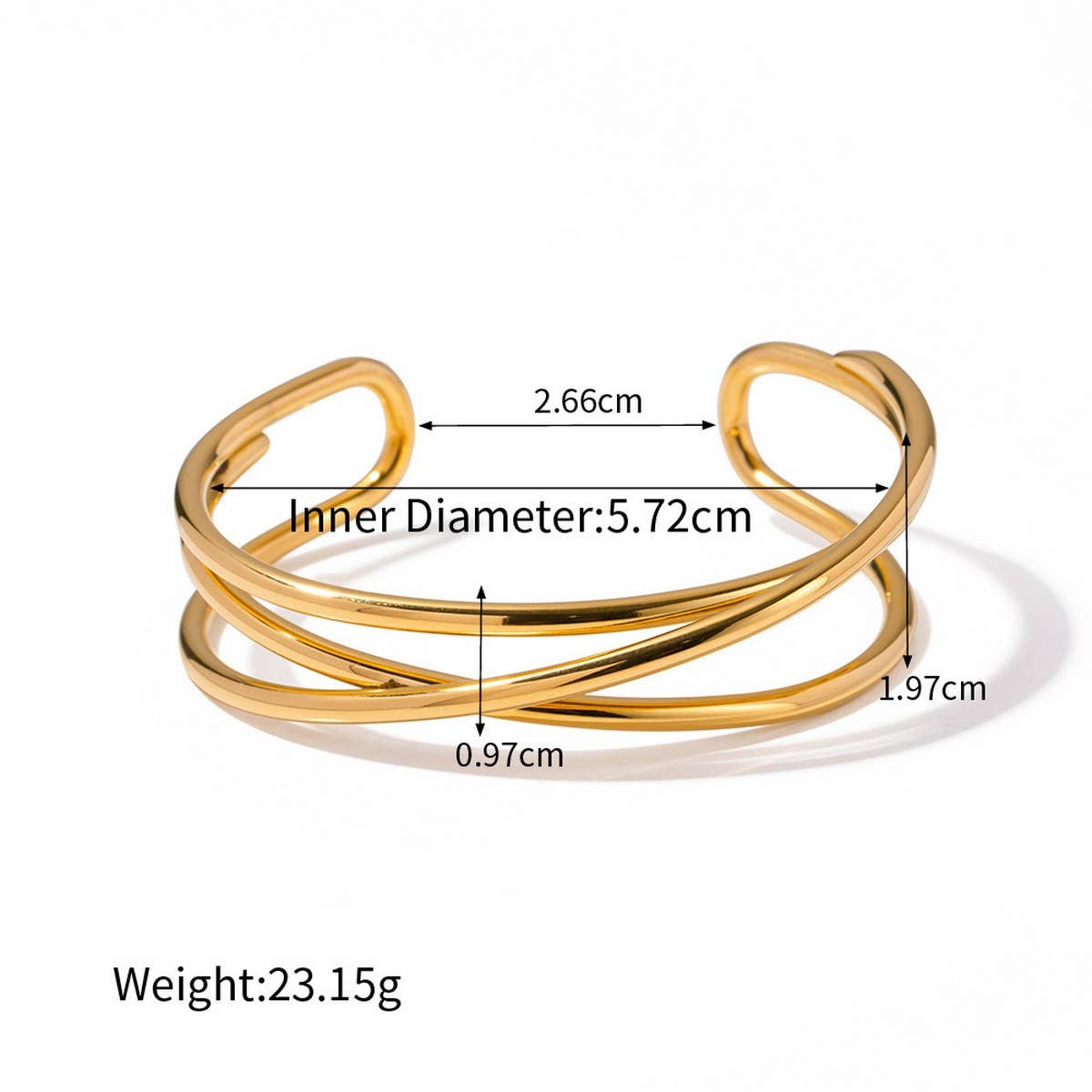 Gold Stainless Steel Pearl Open Cuff Bracelet