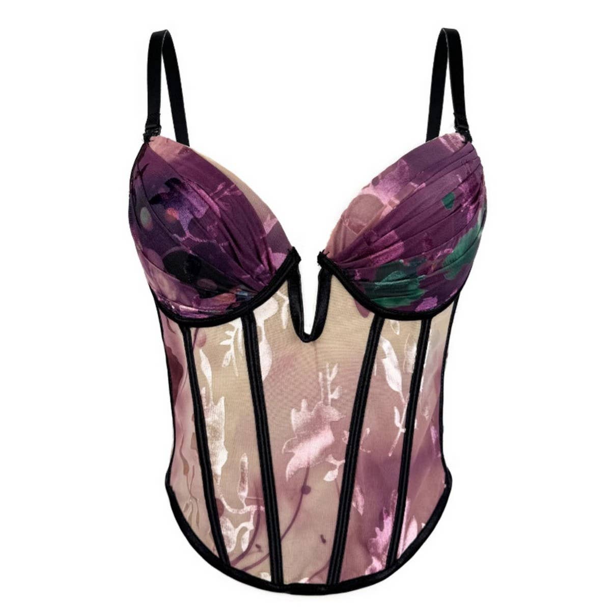 PREMIUM PRINTED PADDED HERRINGBONE CORSET_CWMM4134