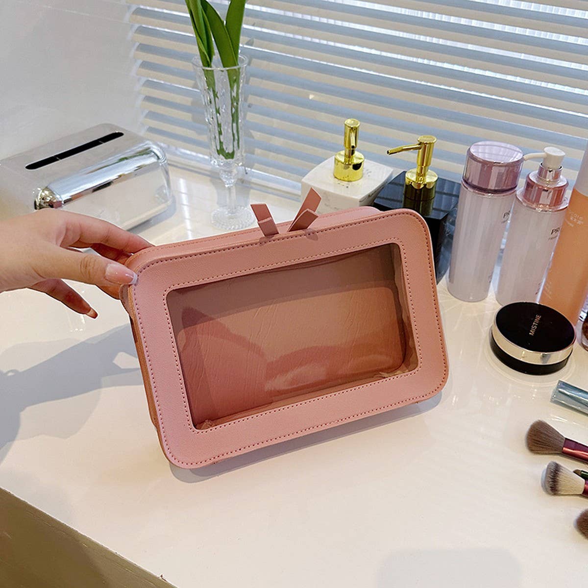 NEW SOLID COLOR SIMPLE TRANSPARENT COSMETIC BAG_CWAB4497