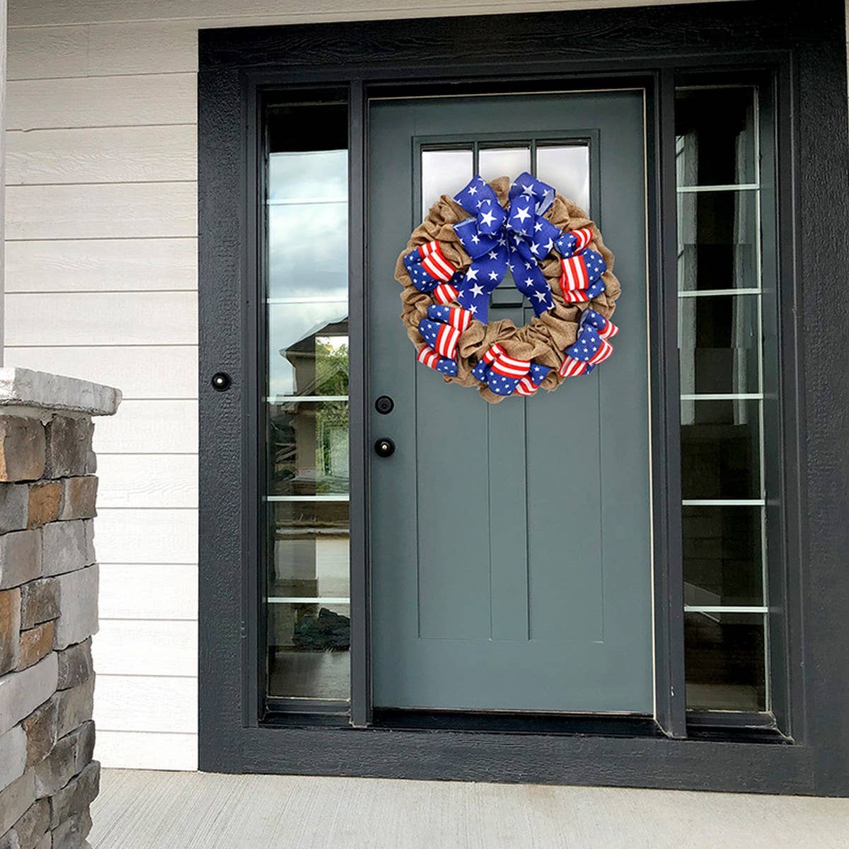 USA Flag Dual Ribbon Wreath for July 4th Decor_CWAJE05387