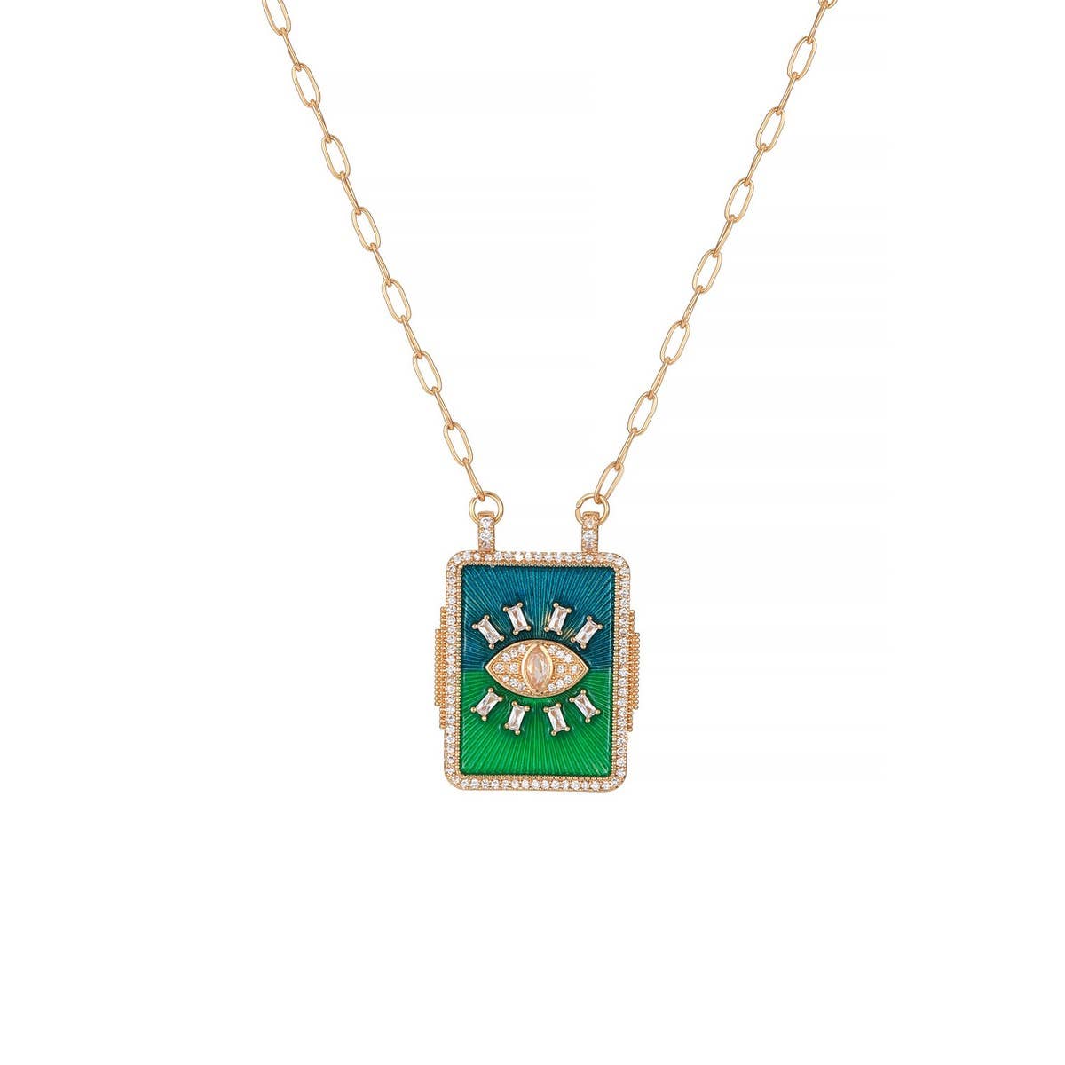 COLORFUL BRAIDED ZIRCONIA PENDANT NECKLACE