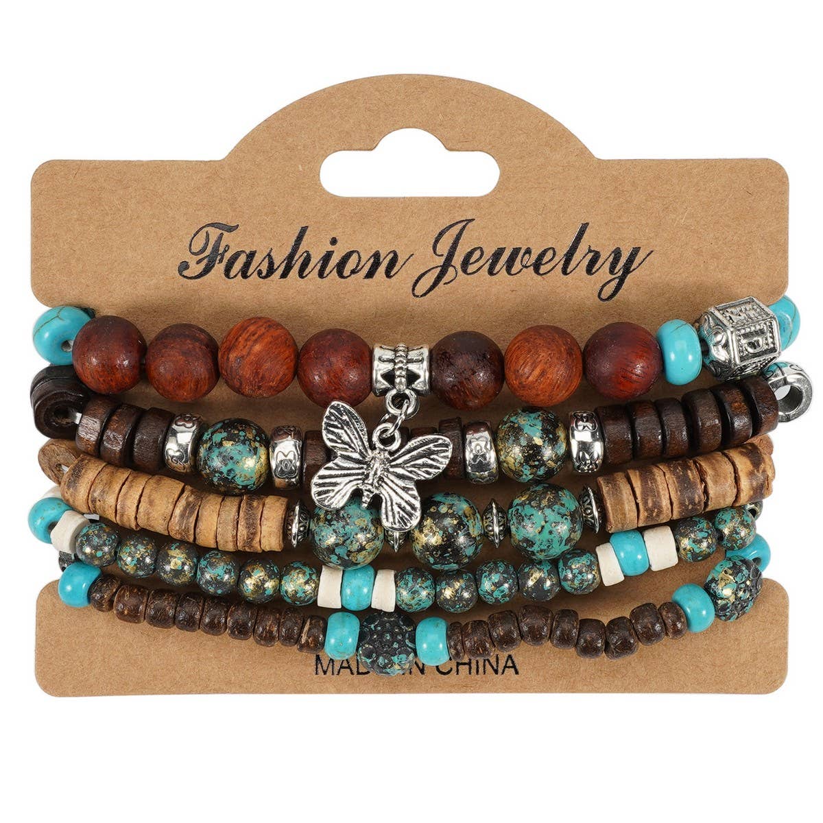 CWAJE05706_ELEPHANT HEART WOOD STRETCH BRACELET