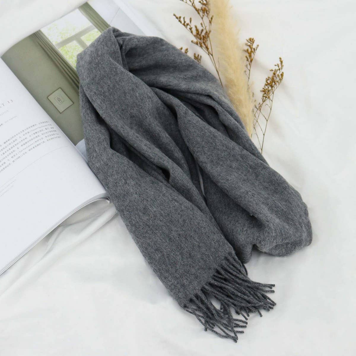 100% Wool Solid Scarf – Elegant Unisex Spring Wrap_CWASC1093