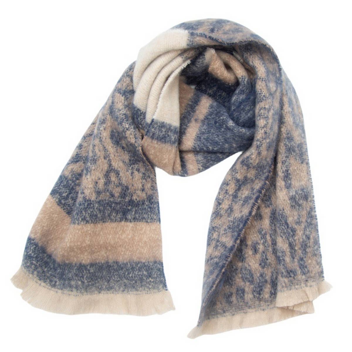Leopard Jacquard Scarf - Unisex Winter Knit Wrap