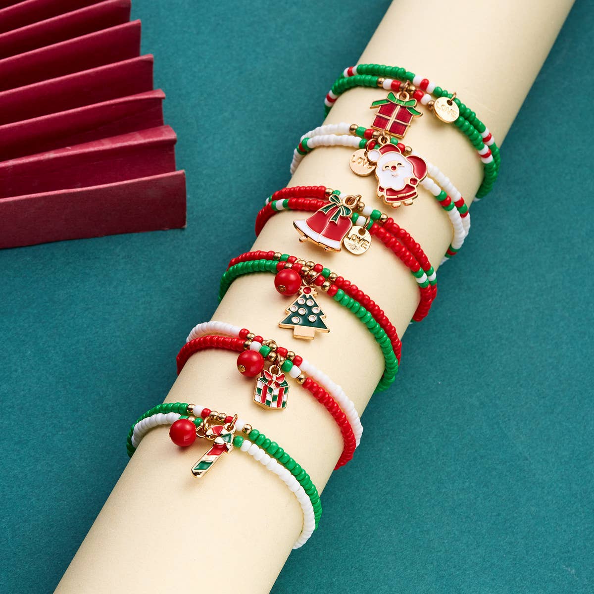 SANTA CLAUS OIL DROP BEADED BRACELET