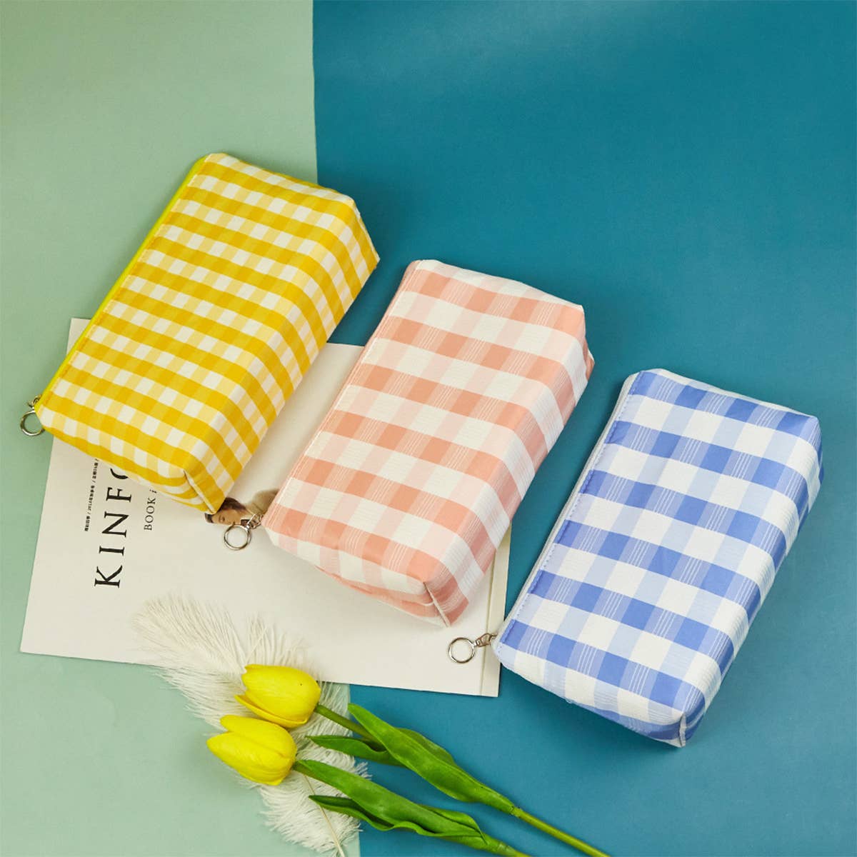 SIMPLE PLAID TOILETRY BAG COSMETIC BAG_CWAB1848