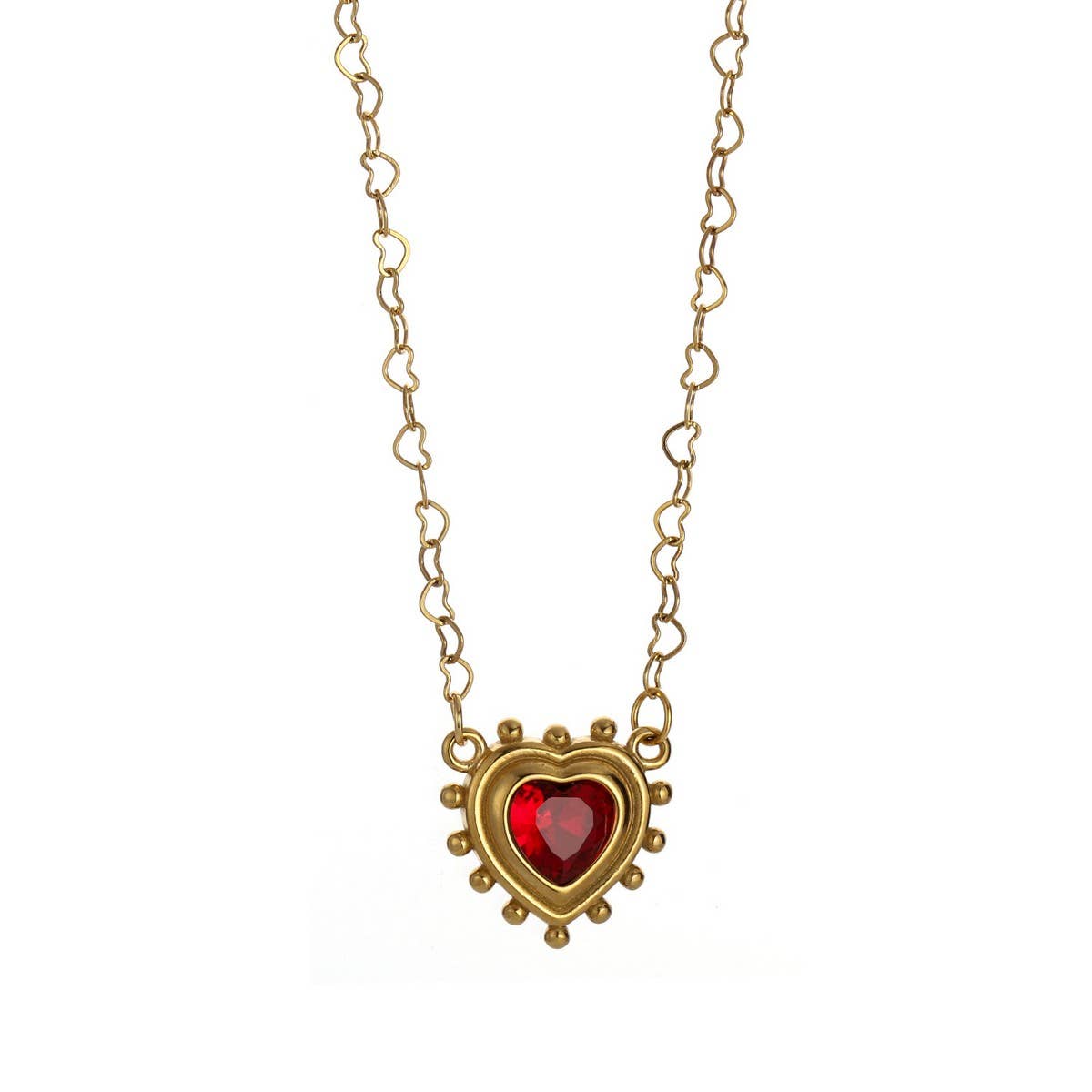 Minimalist Stainless Steel Heart Zircon Necklace