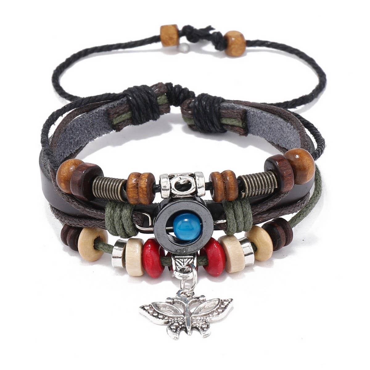 PERSONALIZED BEADED BRAIDED LEATHER BRACELET_CWMM4514