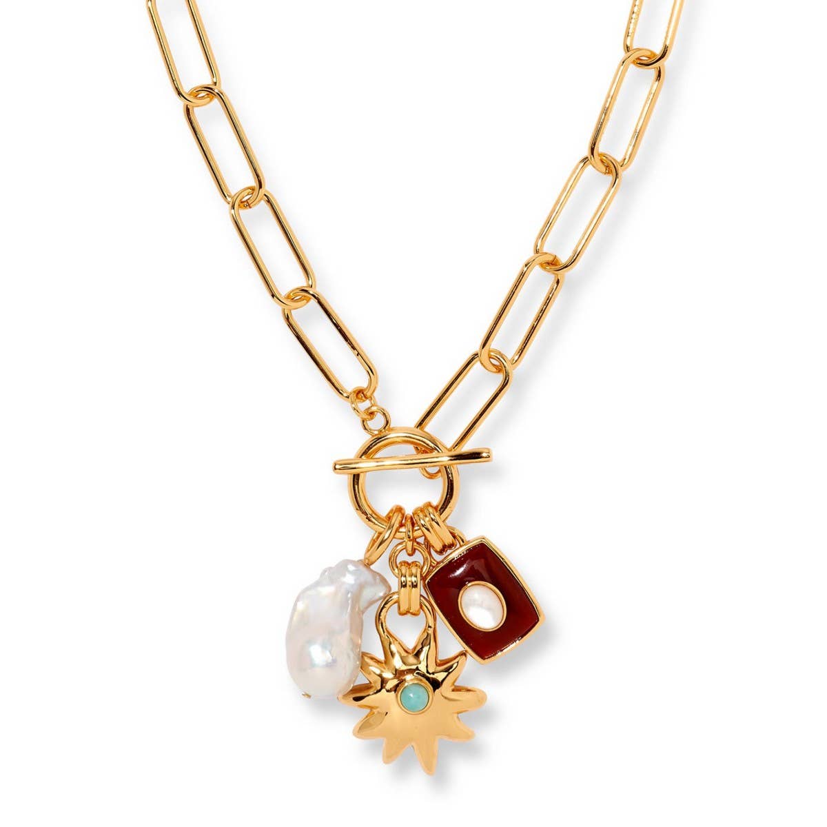 SIMPLE COLORFUL MULTI-PENDANT NECKLACE FOR WOMEN_CWMM3789