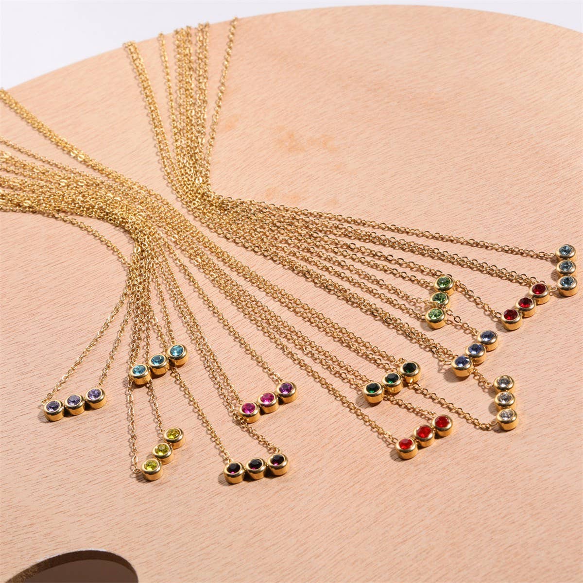 12 Birthstone Pendant Clavicle Necklace_CWMM5670