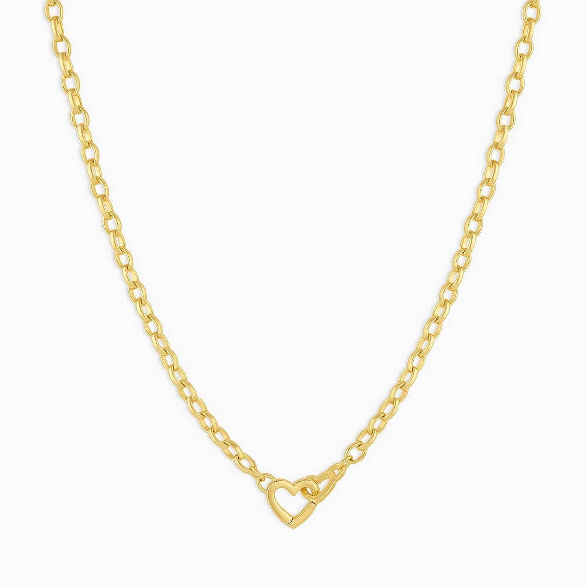 Simple Love Double Buckle Paper Clip Necklace_CWMM5737