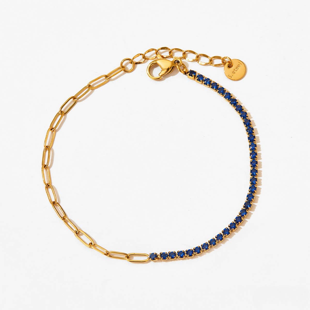 Solid Color Zirconia Stainless Steel Bracelet_CWMM5702
