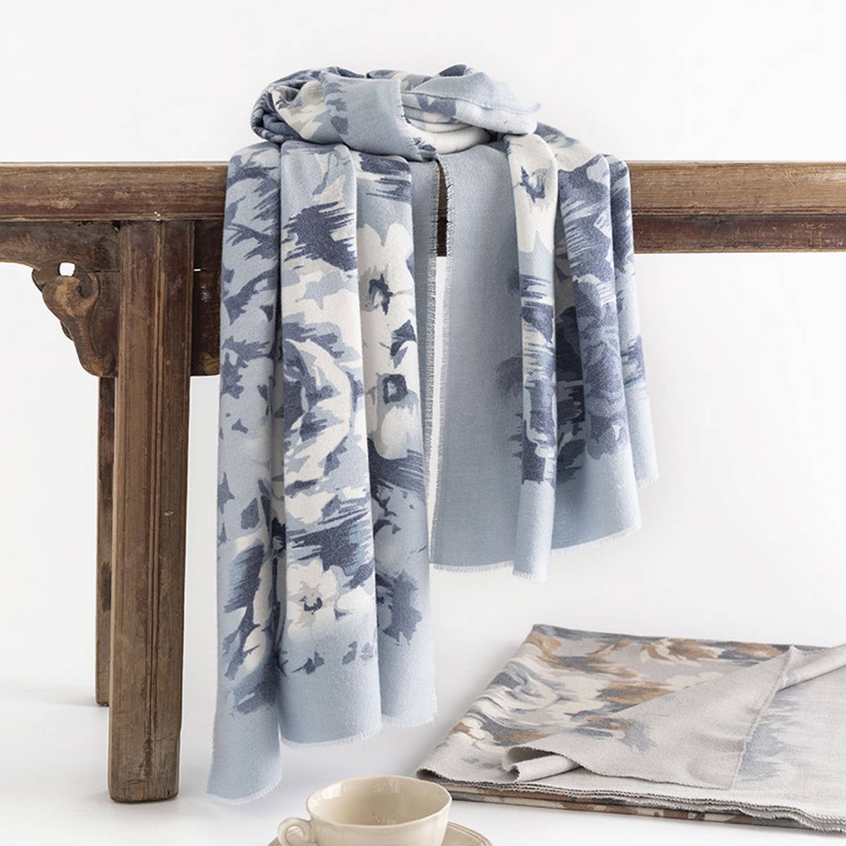 Boho Rose Print Scarf ??Vintage Soft Wrap_CWASC0438