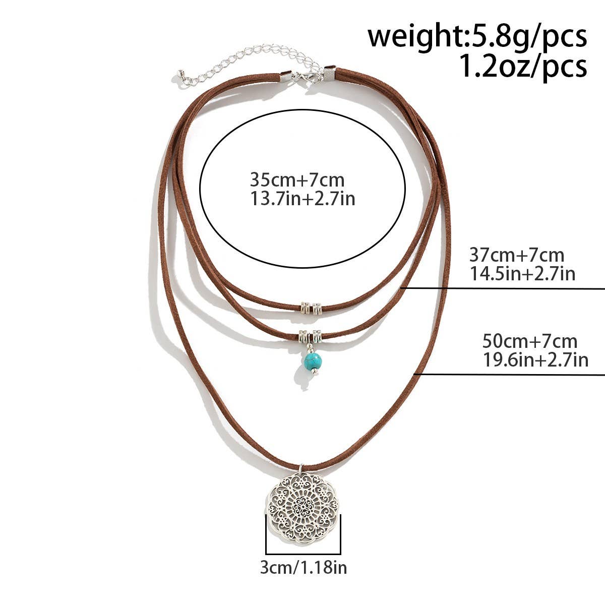 WESTERN COWBOY HAT TURQUOISE MULTI-LAYER NECKLACE