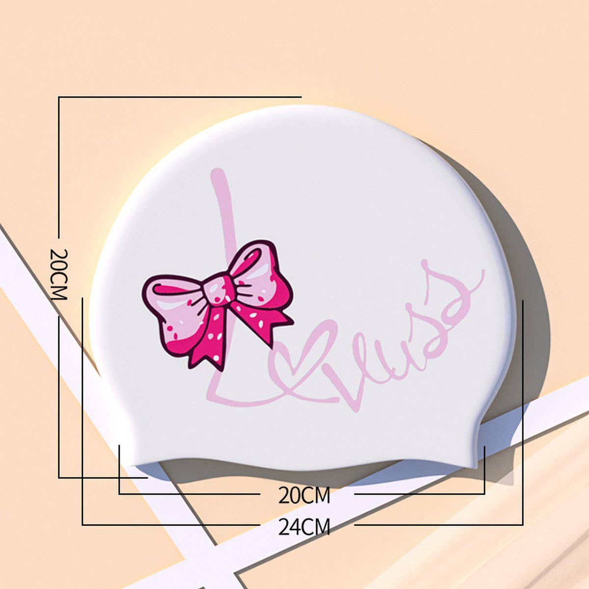 Silicone Swim Cap for Long Hair, Large Print
