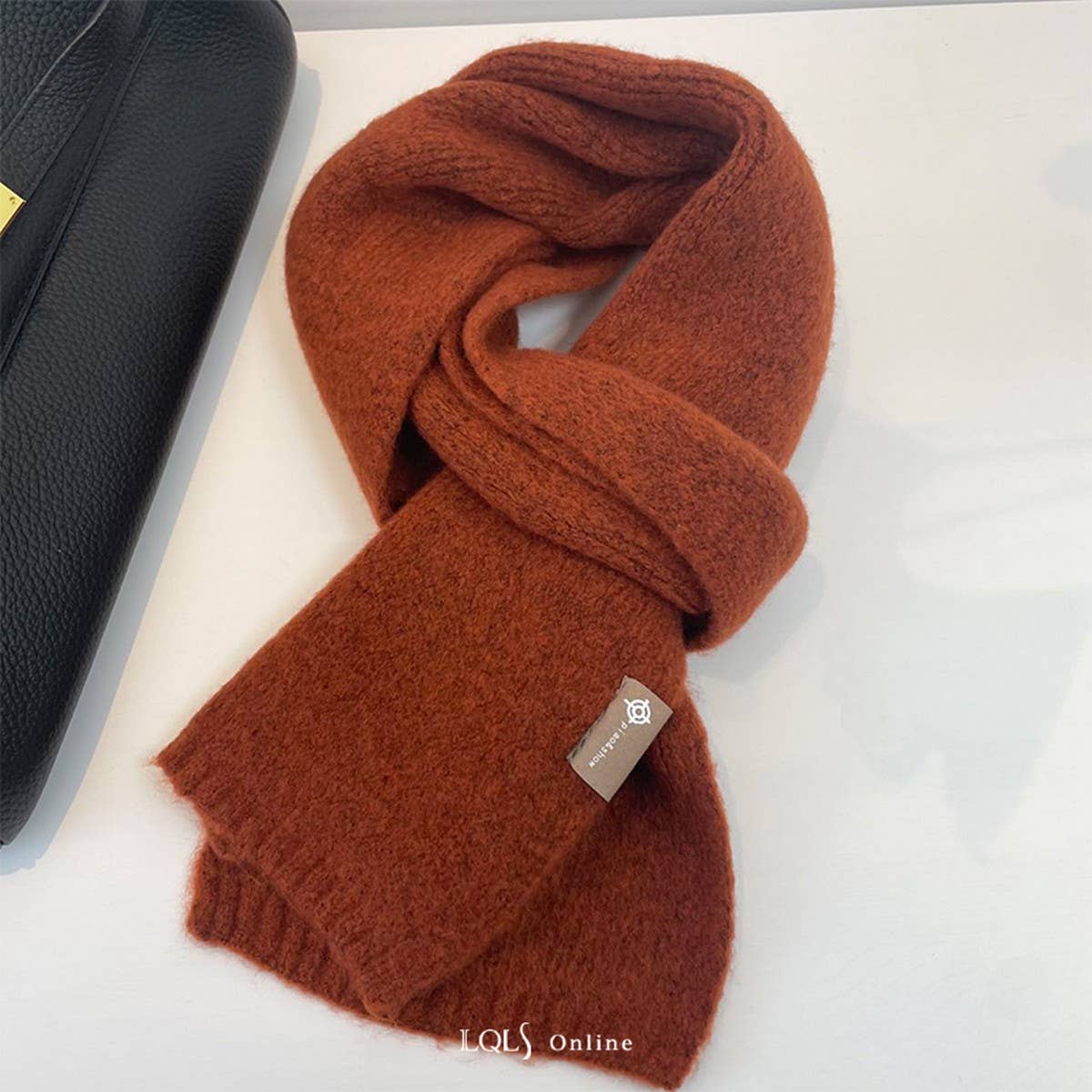 Cozy Beige Wool Blend Knit Scarf Thick Warm Unisex