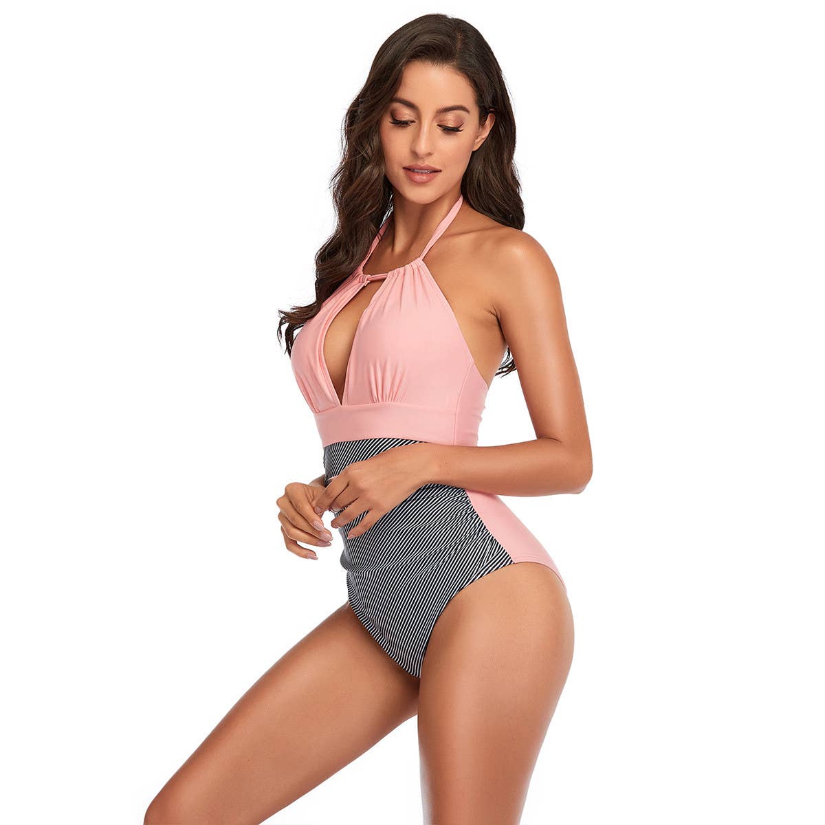 OPEN BACK HOLLOW TIE ONE PIECE SWIMSUIT_CWMW0304