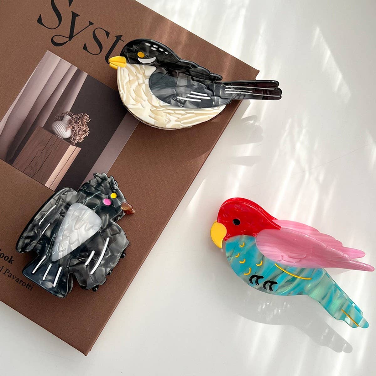 Parrot Colorblock Acetate Hair Claw Cute Clip_CWAHA6022