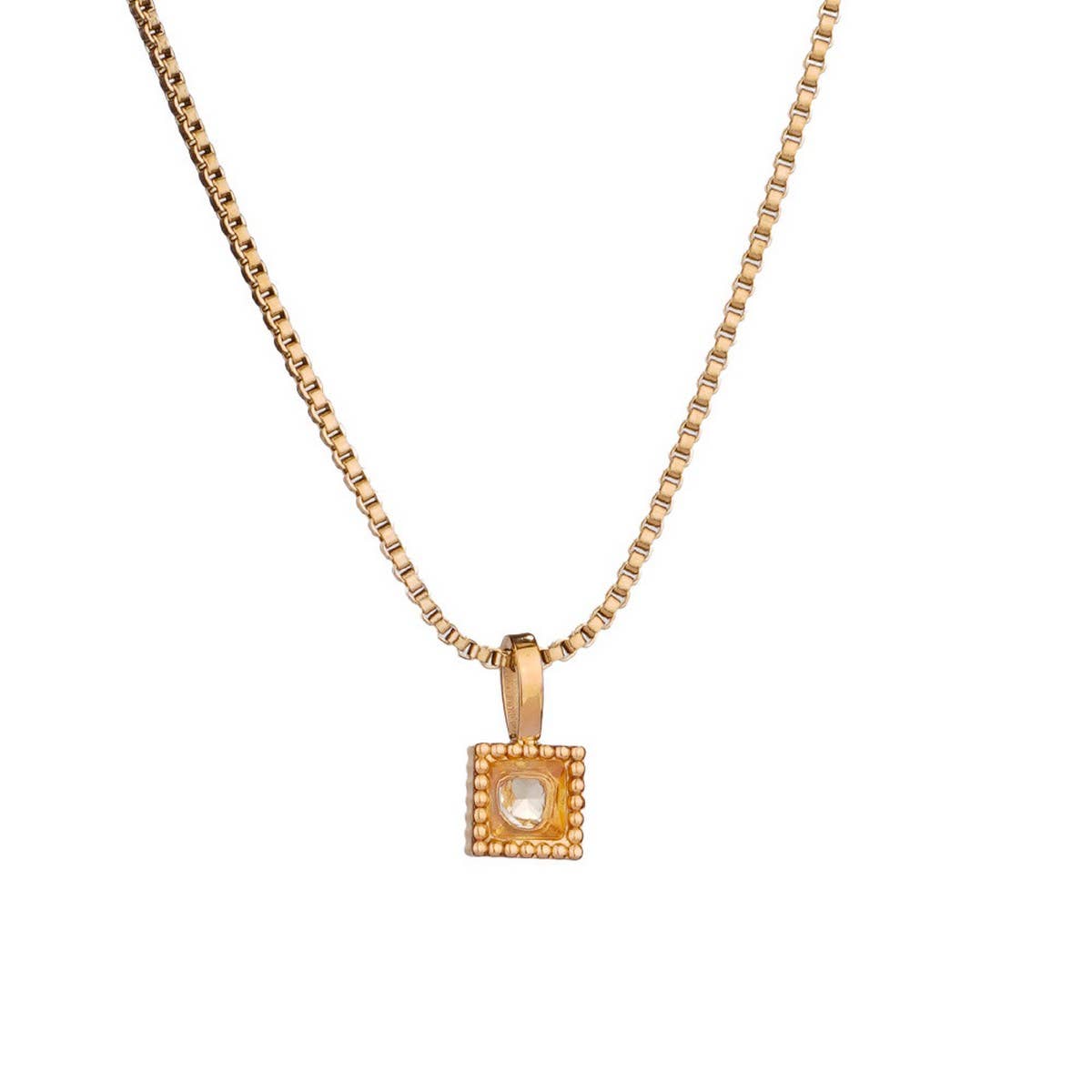 Personalized Steel Monthly Star Stone Necklace_CWMM8844