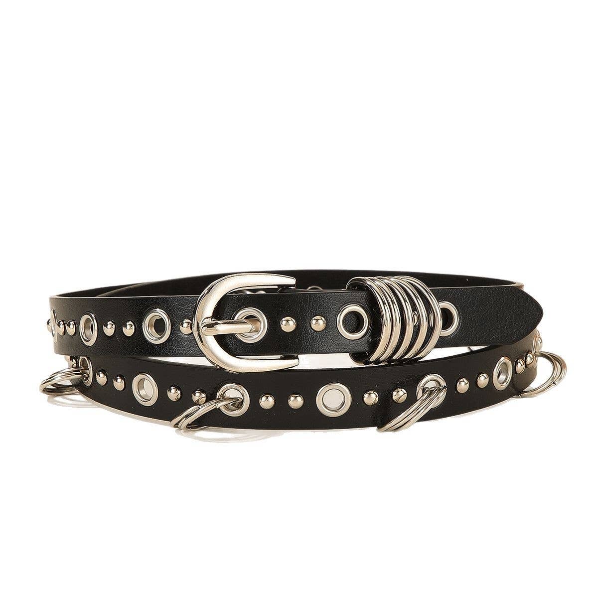 Punk Silver Ring Skinny Belt for Dresses Jeans_CWABE1227