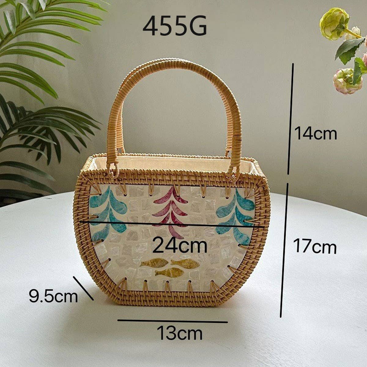 HANDMADE RATTAN BASKET SHELL STORAGE HANDBAG