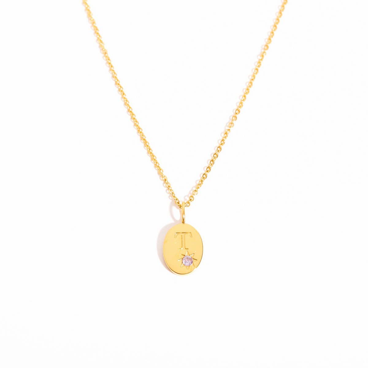 Stainless steel 26 letter zircon pendant necklace_CWMM5536