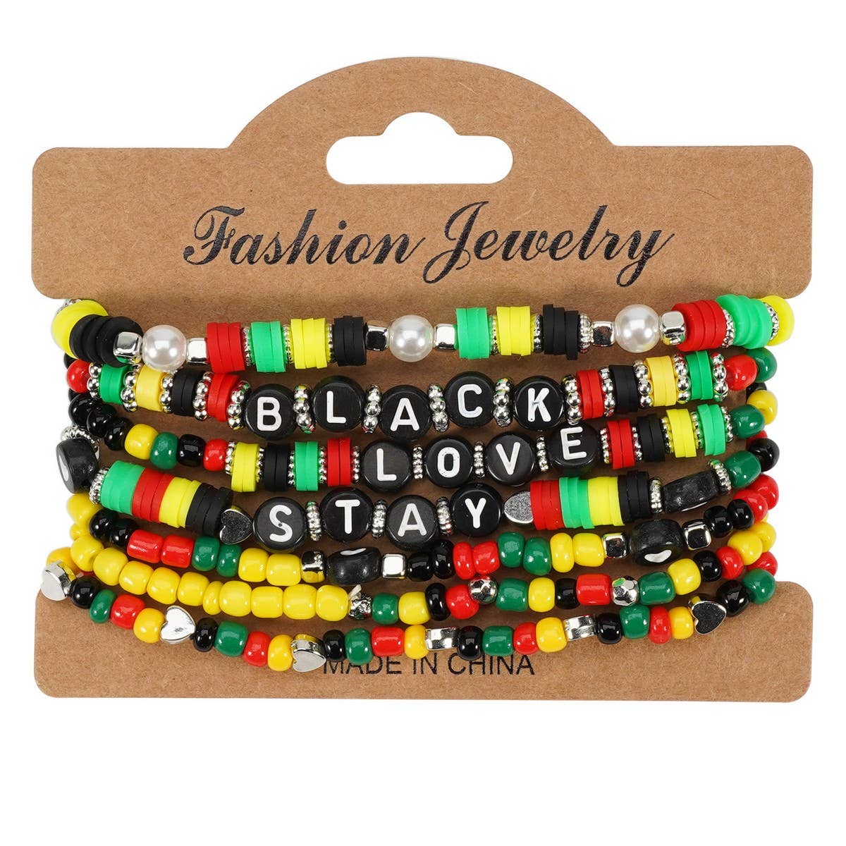 CWAJE05710_AFRICAN BOHO BEADED JUNETEENTH STRETCH BRACELET